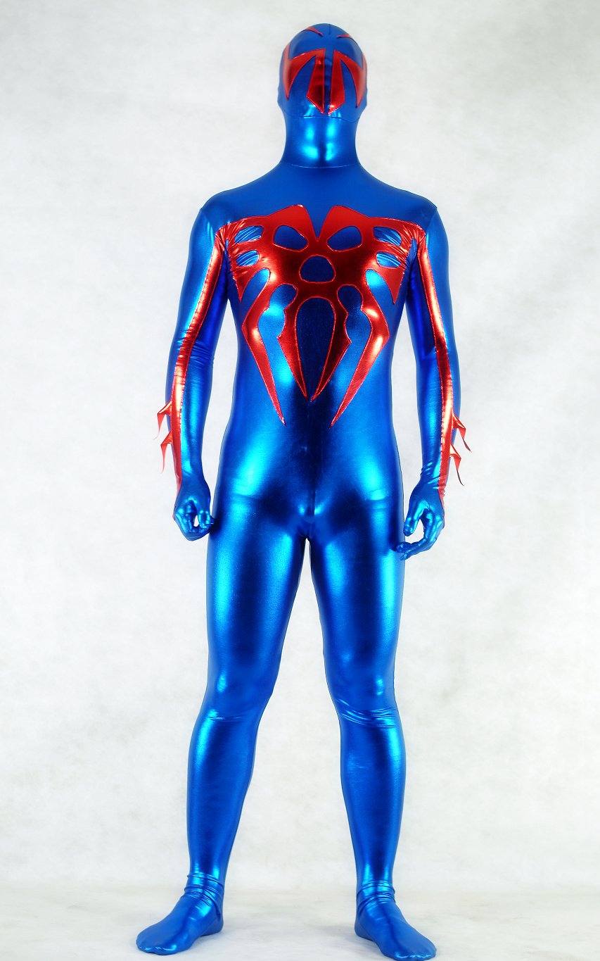 Blue Shiny Spandex Spiderman Zentai